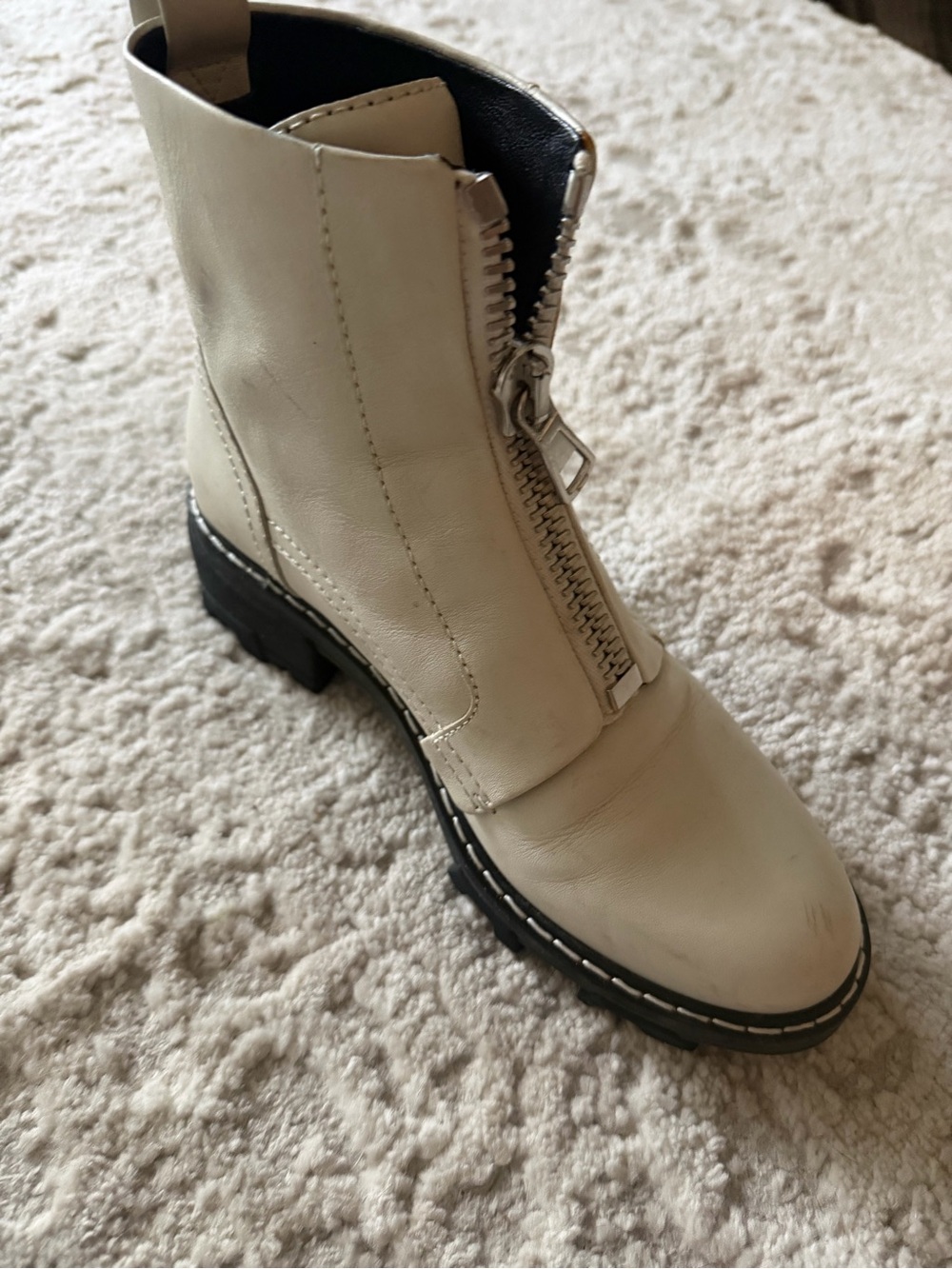 rag & bone White Leather Front-Zip Ankle Booties - Picture 3 of 4
